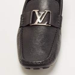 Louis Vuitton Black Leather Monte Carlo Slip On Loafers Size 43.5