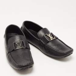 Louis Vuitton Black Leather Monte Carlo Slip On Loafers Size 43.5