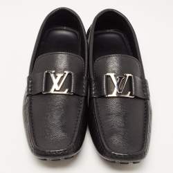 Louis Vuitton Black Leather Monte Carlo Slip On Loafers Size 43.5
