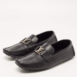Louis Vuitton Black Leather Monte Carlo Slip On Loafers Size 43.5