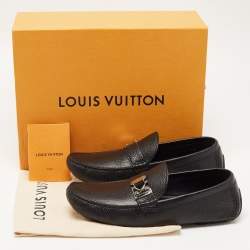Louis Vuitton Black Leather Slip On Loafers Size 43.5