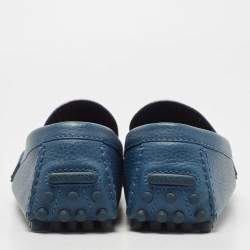 Pre Owned Louis Vuitton Blue Leather Hockenheim Loafers Size 43