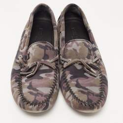 Louis Vuitton Grey Camouflage Print Nubuck Leather Arizona Loafers Size 43