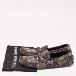 Louis Vuitton Grey Camouflage Print Nubuck Leather Arizona Loafers Size 43