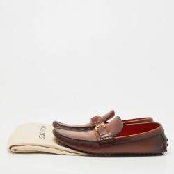 Pre Owned Louis Vuitton Two Tone Leather Hockenheim Loafers Size 42