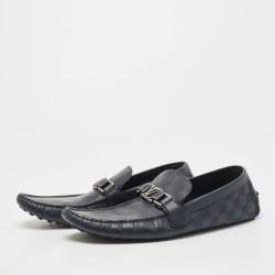 Pre Owned Louis Vuitton Navy Leather Hockehnheim Loafers Size 43