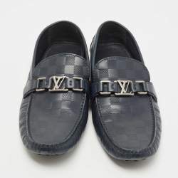 Pre Owned Louis Vuitton Navy Leather Hockehnheim Loafers Size 43