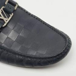 Pre Owned Louis Vuitton Navy Leather Hockehnheim Loafers Size 43