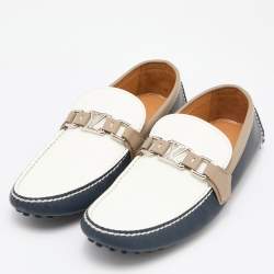 Pre Owned Louis Vuitton Tricolor Leather Hockenheim Loafers Size 42.5