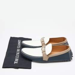 Pre Owned Louis Vuitton Tricolor Leather Hockenheim Loafers Size 42.5