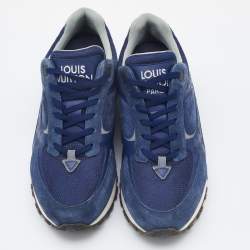 Louis Vuitton Blue Suede,Mesh and Leather Lace Up Sneakers Size 42