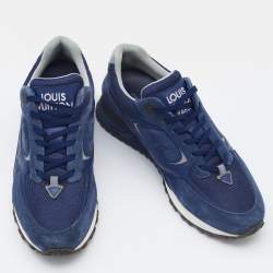 Louis Vuitton Blue Suede,Mesh and Leather Lace Up Sneakers Size 42