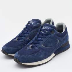 Louis Vuitton Blue Suede,Mesh and Leather Lace Up Sneakers Size 42