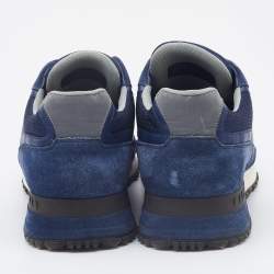 Louis Vuitton Blue Suede,Mesh and Leather Lace Up Sneakers Size 42