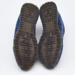 Louis Vuitton Blue Suede,Mesh and Leather Lace Up Sneakers Size 42