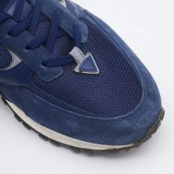 Louis Vuitton Blue Suede,Mesh and Leather Lace Up Sneakers Size 42
