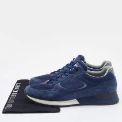 Louis Vuitton Blue Suede,Mesh and Leather Lace Up Sneakers Size 42