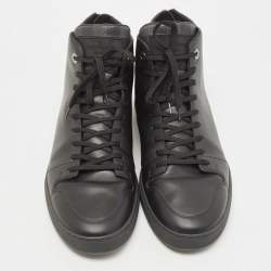 Louis Vuitton Black Leather and Damier Graphite Canvas Line Up Sneakers Size 42.5 