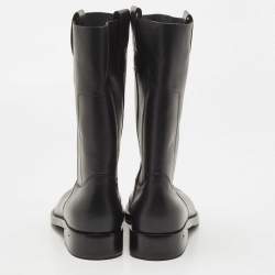 Louis Vuitton Black Leather Calf Length Boots Size 42