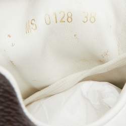 Louis Vuitton White/Brown Monogram Canvas and Leather Studded Frontrow Sneakers Size 38