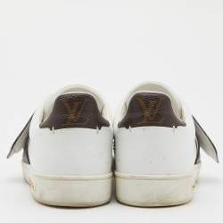 Louis Vuitton White/Brown Monogram Canvas and Leather Studded Frontrow Sneakers Size 38