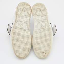 Louis Vuitton White/Brown Monogram Canvas and Leather Studded Frontrow Sneakers Size 38