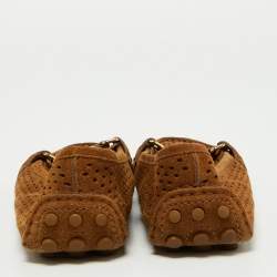Louis Vuitton Brown Perforated Suede Oxford Loafers Size 37.5
