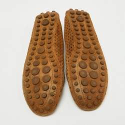 Louis Vuitton Brown Perforated Suede Oxford Loafers Size 37.5