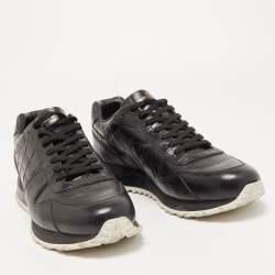 Louis Vuitton Black Croc Embossed Leather Run Away Sneakers Size 42.5