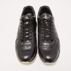 Louis Vuitton Black Croc Embossed Leather Run Away Sneakers Size 42.5