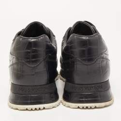 Louis Vuitton Black Croc Embossed Leather Run Away Sneakers Size 42.5