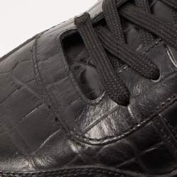 Louis Vuitton Black Croc Embossed Leather Run Away Sneakers Size 42.5