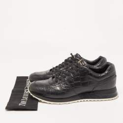 Louis Vuitton Black Croc Embossed Leather Run Away Sneakers Size 42.5