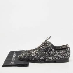 مملوكة مسبقًا Louis Vuitton Black/Silver Sequins Lace Up Oxfords Size 42