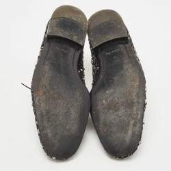 مملوكة مسبقًا Louis Vuitton Black/Silver Sequins Lace Up Oxfords Size 42