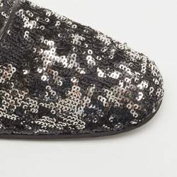 مملوكة مسبقًا Louis Vuitton Black/Silver Sequins Lace Up Oxfords Size 42