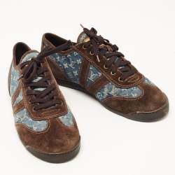 Louis Vuitton Brown Suede And Monogram Canvas Energie Low Top Sneakers Size 42
