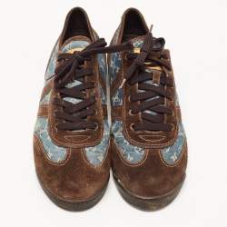 Louis Vuitton Brown Suede And Monogram Canvas Energie Low Top Sneakers Size 42