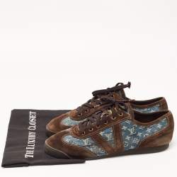 Louis Vuitton Brown Suede And Monogram Canvas Energie Low Top Sneakers Size 42