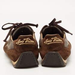 Louis Vuitton Brown Suede And Monogram Canvas Energie Low Top Sneakers Size 41.5