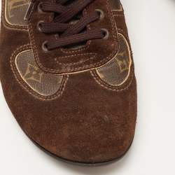 Louis Vuitton Brown Suede And Monogram Canvas Energie Low Top Sneakers Size 41.5