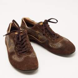 Louis Vuitton Brown Suede And Monogram Canvas Energie Low Top Sneakers Size 41.5