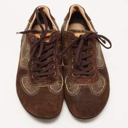 Louis Vuitton Brown Suede And Monogram Canvas Energie Low Top Sneakers Size 41.5