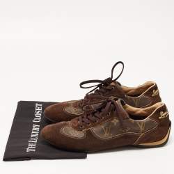 Louis Vuitton Brown Suede And Monogram Canvas Energie Low Top Sneakers Size 41.5