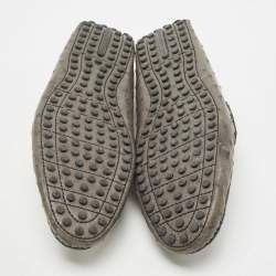 Pre Owned Louis Vuitton Grey Ostrich Leather Hockenheim Loafers Size 42