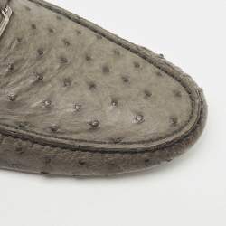 Pre Owned Louis Vuitton Grey Ostrich Leather Hockenheim Loafers Size 42