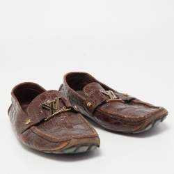 Louis Vuitton Brown Crocodile Leather Monte Carlo Loafers Size 42.5