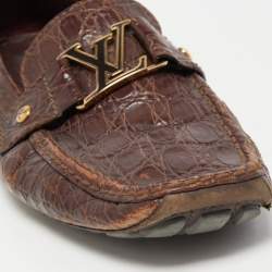 Louis Vuitton Brown Crocodile Leather Monte Carlo Loafers Size 42.5