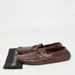Louis Vuitton Brown Crocodile Leather Monte Carlo Loafers Size 42.5