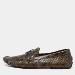 Louis Vuitton Two Tone Python Monte Carlo Loafers Size 42.5